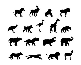 African Animal Silhouettes Vector Image