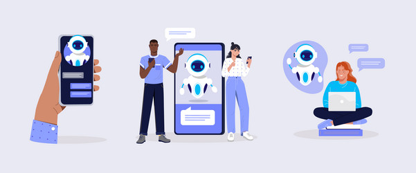 ai assistant support and faq concept vector image