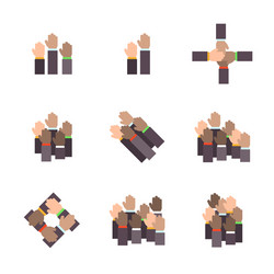 set hands in flat design style vector image