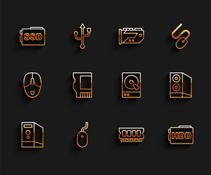 set line case of computer mouse ssd vector image
