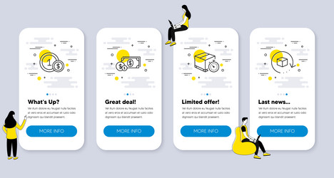 set of line icons such as delivery timer usd vector image