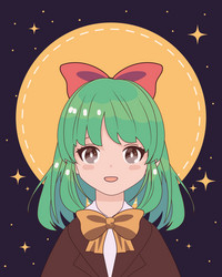 anime girl with bow in hair vector