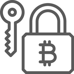bitcoin lock with key cryptocurrency blockchain vector image