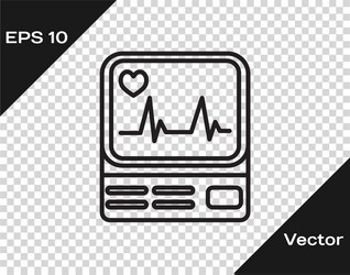 black line computer monitor with cardiogram icon vector image