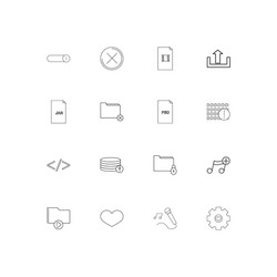 files and folders sign linear thin icons set vector image