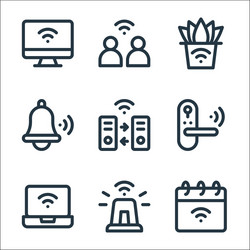 internet things line icons linear set quality vector image