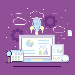 rocket and devices with analytics vector image