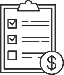 Service list with dollar sign linear icon vector