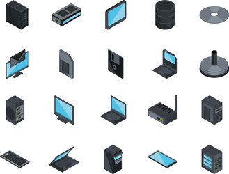 technology hardware device computer icons set vector image