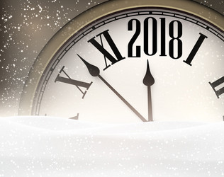 2018 new year background with clock vector image