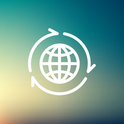 globe with arrow around thin line icon vector