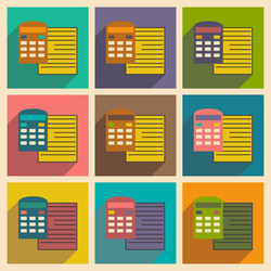 modern collection flat icons with shadow paper vector image