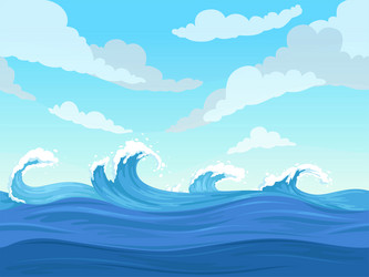 Ocean surface wave seamless underwater cartoon vector