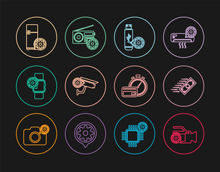 set line video camera setting fast payments usb vector image