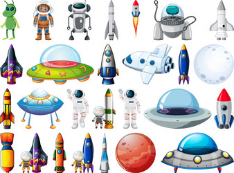 set space objects and elements isolated vector image