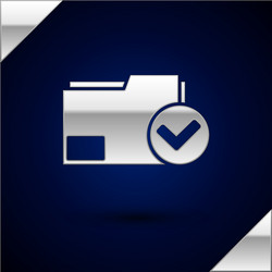 silver document folder and check mark icon vector image