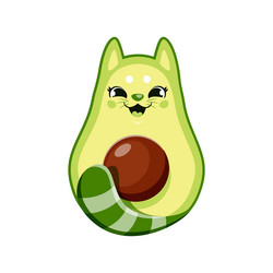 cartoon avocado avocat cat character pet vector