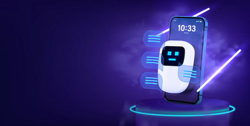 communication with ai bot via mobile phone 3d vector image