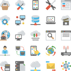 network and cloud computing icons set vector image