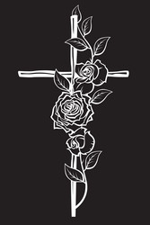 Christian Cross with Roses Royalty Free Vector Image