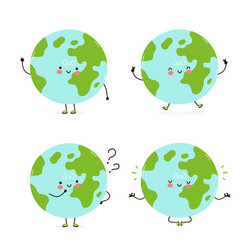 Happy cute smiling green tree and earth Royalty Free Vector