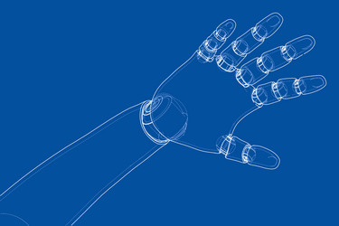 robot hand outline rendering of 3d vector image
