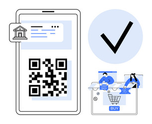 secure mobile online payment with qr code vector image