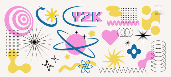 trendy y2k set of abstract retro elements vector image