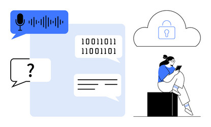 digital communication with speech recognition vector image