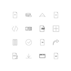 files and folders sign linear thin icons set vector image