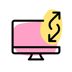 utilizing desktop computer for data transfer vector image