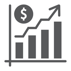 Growth rate glyph icon finance and banking vector