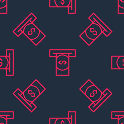 red line atm - automated teller machine and money vector image