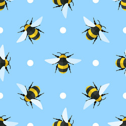 seamless pattern with bees and circles vector image