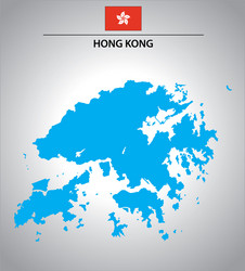 simple outline map hong kong with flag vector