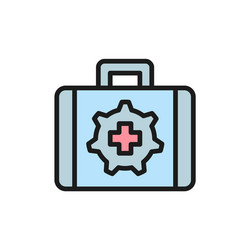 technical assistance suitcase flat color vector