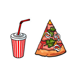 Flat fast food objects set isolated vector