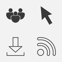 Internet icons set collection of wifi down arrow vector