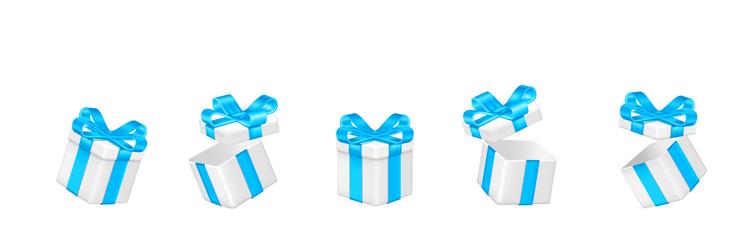 open 3d birthday gift box present render isolated vector