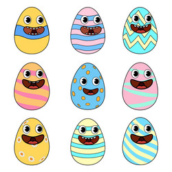 set of groovy easter egg cartoon vintage style Vector Image