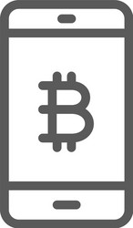 smartphone display with bitcoin sign blockchain vector image