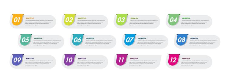 bullet points numbers from 1 to 12 list markers vector image