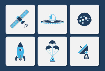 Isolated space icons in two color shape set vector