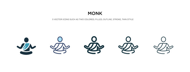 Monk icon in different style two colored vector