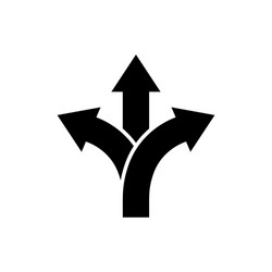 Three-Way Direction Arrow Icon vector image