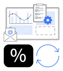 data analysis dashboard with graphs checklist vector image