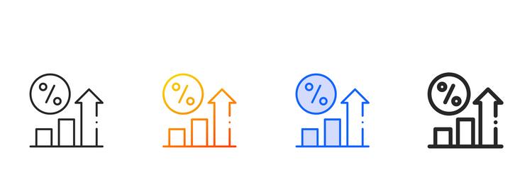 increasing iconthin linear gradient blue stroke vector image