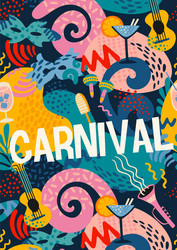 poster with carnival objects and abstract vector image