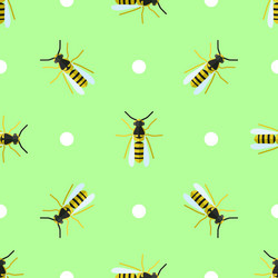 seamless pattern with wasps and circles vector image