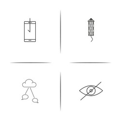 user interface simple linear icons set outlined vector image